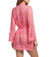 In Bloom By Jonquil Leilani 3/4 Sleeves V-Neck Allover Lace Coordinating Short Lingerie Robe