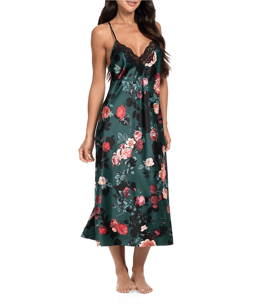 In Bloom By Jonquil Matte Satin Sleeveless V-Neck Floral Print Long Gown