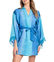 In Bloom by Jonquil Ombre Shimmer Satin 3/4 Sleeve Coordinating Short Robe