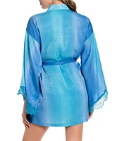 In Bloom by Jonquil Ombre Shimmer Satin 3/4 Sleeve Coordinating Short Robe