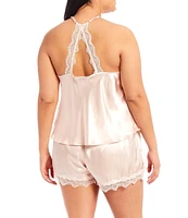 In Bloom by Jonquil Plus Size Solid Satin & Lace Shorty Pajama Set