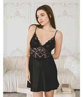 In Bloom By Jonquil Satin & Lace Sleeveless V-Neck Coordinating Chemise