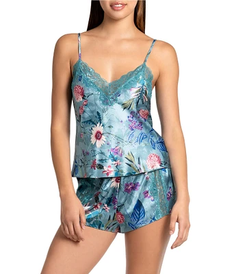 In Bloom by Jonquil Satin Floral Sleeveless V-Neck Coordinating Shorty Pajama Set