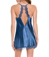 In Bloom by Jonquil Satin Lace Trim V-Neck Sleeveless Diamond Back Detail Chemise