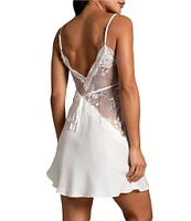 In Bloom by Jonquil Satin Scallop Lace Trim V-Neck Sleeveless Tie Back Chemise