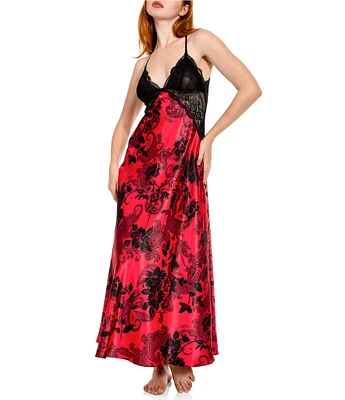 In Bloom By Jonquil Satin Sleeveless V-Neck Floral Paisley Long Gown