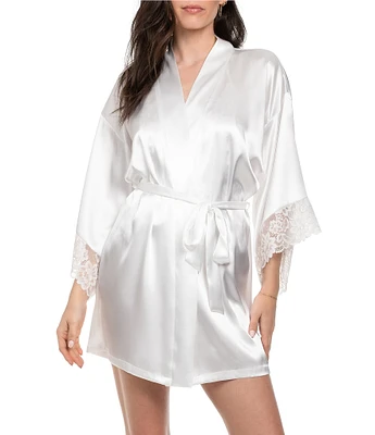 In Bloom by Jonquil Satin Wrap Lace Short Robe