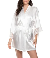 In Bloom by Jonquil Satin Wrap Lace Short Robe