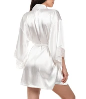 In Bloom by Jonquil Satin Wrap Lace Short Robe