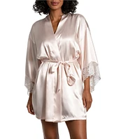 In Bloom by Jonquil Satin Wrap Lace Short Robe