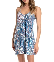 In Bloom by Jonquil Sleeveless Scoop Neck Brushed Knit Paisley Chemise