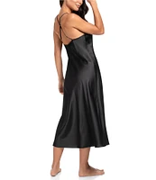 In Bloom By Jonquil Solid Matte Satin Sleeveless V-Neck Long Gown