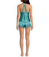 In Bloom by Jonquil Solid Satin Lace Sleeveless Shorty Pajama Set