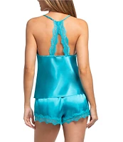 In Bloom by Jonquil Solid Satin Lace Sleeveless Shorty Pajama Set