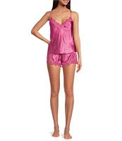 In Bloom by Jonquil Solid Satin Lace Sleeveless Shorty Pajama Set