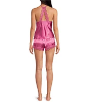 In Bloom by Jonquil Solid Satin Lace Sleeveless Shorty Pajama Set