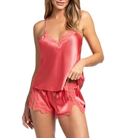 In Bloom by Jonquil Solid Satin Lace Sleeveless Shorty Pajama Set