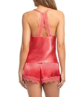 In Bloom by Jonquil Solid Satin Lace Sleeveless Shorty Pajama Set