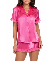 In Bloom By Jonquil Solid Short Sleeve Notch Collar Satin Chiffon Shorty Pajama Set