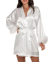 In Bloom By Jonquil #double;The Bride#double; Feather Trim Coordinating Bridal Robe