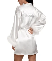 In Bloom By Jonquil #double;The Bride#double; Feather Trim Coordinating Bridal Robe