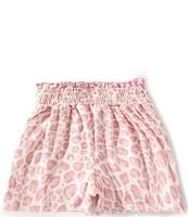 Indie Gold Little Girls 2T-6X Leopard-Printed Smocked-Waist Poplin Shorts