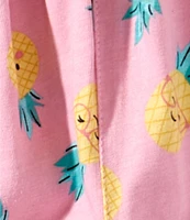 Indie Gold Little Girls Pineapple-Printed Smocked-Waist Poplin Shorts