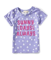 Indie Gold Little Girls Roll-Sleeve Dotted Sunny Days Always T-Shirt