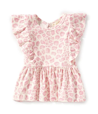 Indie Gold Little Girls 2T-6X Sleeveless Leopard-Printed Peplum-Hem Tank Top