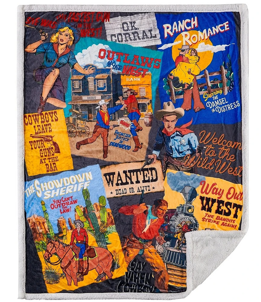 Indigo Hill by HiEnd Accents Bandits & Heroes Campfire Sherpa Throw Blanket