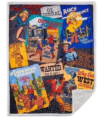 Indigo Hill by HiEnd Accents Bandits & Heroes Campfire Sherpa Throw Blanket