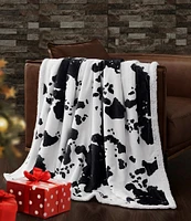 Indigo Hill by HiEnd Accents Elsa Cowhide Print Campfire Sherpa Throw