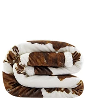 Indigo Hill by HiEnd Accents Elsa Cowhide Print Campfire Sherpa Throw