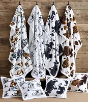 Indigo Hill by HiEnd Accents Elsa Cowhide Print Campfire Sherpa Throw