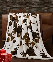 Indigo Hill by HiEnd Accents Elsa Cowhide Print Campfire Sherpa Throw