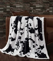 Indigo Hill by HiEnd Accents Elsa Cowhide Print Campfire Sherpa Throw