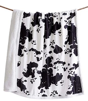 Indigo Hill by HiEnd Accents Elsa Cowhide Print Campfire Sherpa Throw