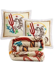 Indigo Hill by HiEnd Accents Retro Rodeo Campfire Riders Salute Accent Pillow and Blanket Set