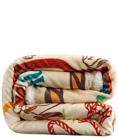 Indigo Hill by HiEnd Accents Retro Rodeo Campfire Sherpa Western Adventure Throw Blanket