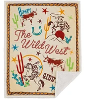 Indigo Hill by HiEnd Accents Retro Rodeo Campfire Sherpa Western Adventure Throw Blanket