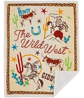 Indigo Hill by HiEnd Accents Retro Rodeo Campfire Sherpa Western Adventure Throw Blanket