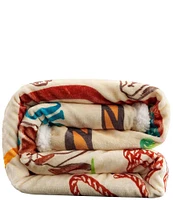 Indigo Hill by HiEnd Accents Retro Rodeo Campfire Sherpa Western Adventure Throw Blanket