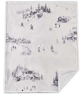 Indigo Hill by HiEnd Accents Ski Toile Campfire Sherpa-Backed Throw