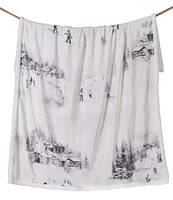 Indigo Hill by HiEnd Accents Ski Toile Campfire Sherpa-Backed Throw