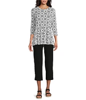 Intro Aimee Side Button Trim Tummy Control Pull-On Capri Pants