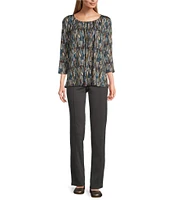 Intro Bella Solid Double Knit Slim Her Straight Leg Pants