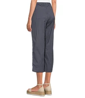 Intro Cotton Tencel™ Wide Leg Side Button Trim Detail Crop Pants