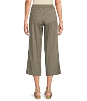 Intro Cotton Tencel™ Wide Leg Side Button Trim Detail Crop Pants