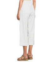 Intro Cotton Tencel™ Wide Leg Side Button Trim Detail Crop Pants