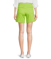 Intro Daisy Faux Fly Front High Waisted Stretch Pull-On Shorts